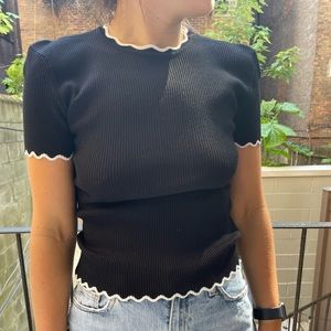 Zara knit womens top with white detail